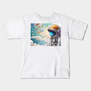 Cinema 4D Illustration: Halo Astronaut Amidst Venusian Clouds (541) Kids T-Shirt